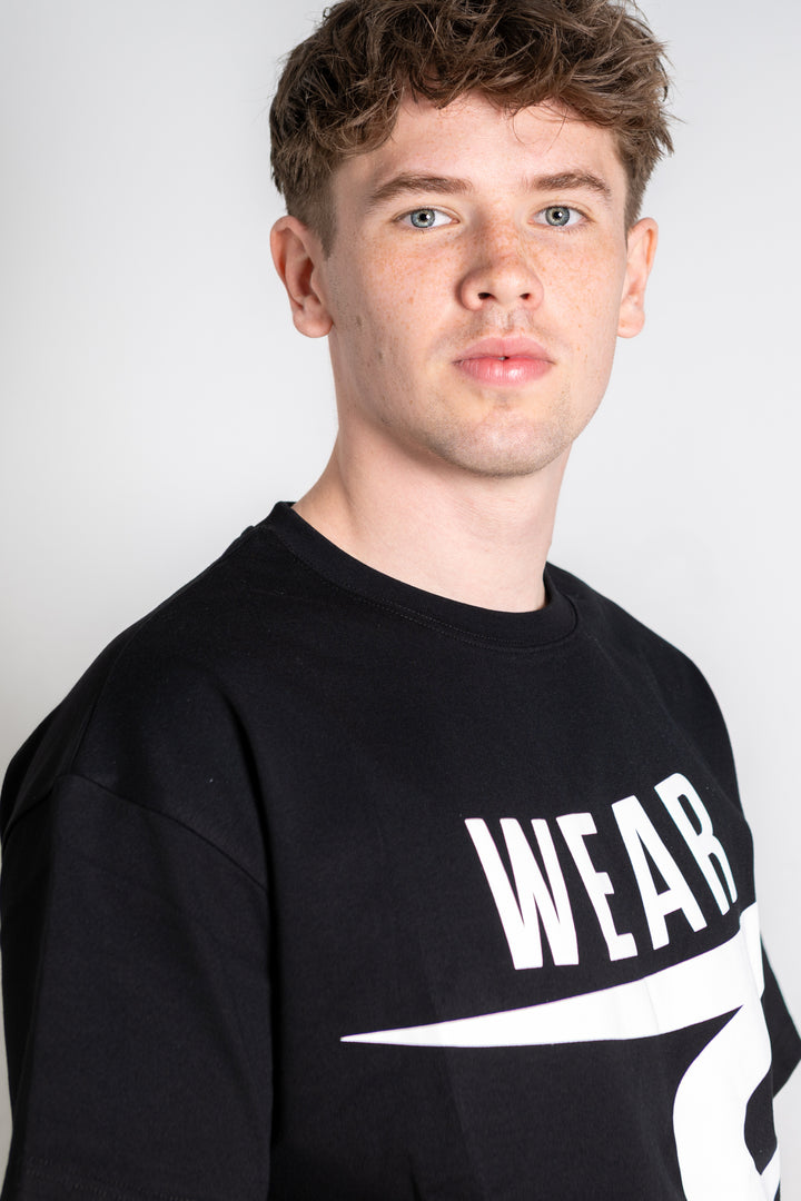 Black Upside Down Puff S/S Tee